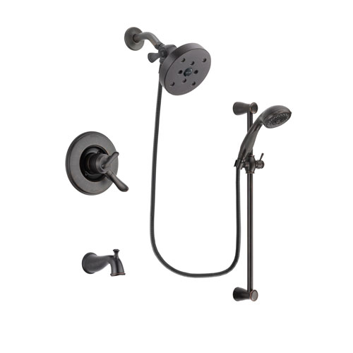 Delta Linden Venetian Bronze Finish Dual Control Tub and Shower Faucet System Package with 5-1/2 inch Showerhead and Personal Handheld Shower Spray with Slide Bar Includes Rough-in Valve and Tub Spout DSP2737V