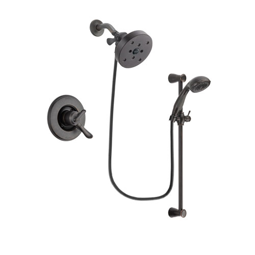 Delta Linden Venetian Bronze Finish Dual Control Shower Faucet System Package with 5-1/2 inch Showerhead and Personal Handheld Shower Spray with Slide Bar Includes Rough-in Valve DSP2738V
