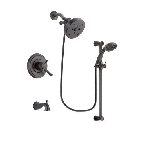 Delta Cassidy Venetian Bronze Finish Dual Control Tub and Shower Faucet System Package with 5-1/2 inch Showerhead and Personal Handheld Shower Spray with Slide Bar Includes Rough-in Valve and Tub Spout DSP2739V