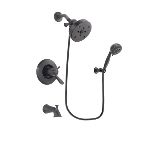 Delta Lahara Venetian Bronze Finish Thermostatic Tub and Shower Faucet System Package with 5-1/2 inch Showerhead and 5-Setting Wall Mount Personal Handheld Shower Spray Includes Rough-in Valve and Tub Spout DSP2831V