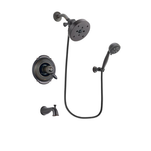 Delta Victorian Venetian Bronze Finish Thermostatic Tub and Shower Faucet System Package with 5-1/2 inch Showerhead and 5-Setting Wall Mount Personal Handheld Shower Spray Includes Rough-in Valve and Tub Spout DSP2833V
