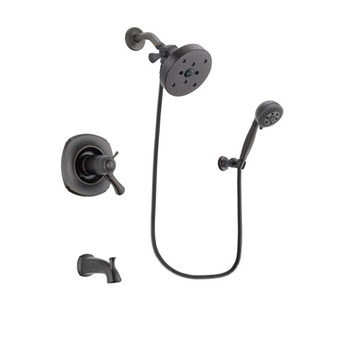 Delta Addison Venetian Bronze Finish Thermostatic Tub and Shower Faucet System Package with 5-1/2 inch Showerhead and 5-Setting Wall Mount Personal Handheld Shower Spray Includes Rough-in Valve and Tub Spout DSP2837V