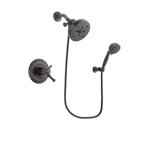 Delta Cassidy Venetian Bronze Finish Thermostatic Shower Faucet System Package with 5-1/2 inch Showerhead and 5-Setting Wall Mount Personal Handheld Shower Spray Includes Rough-in Valve DSP2840V