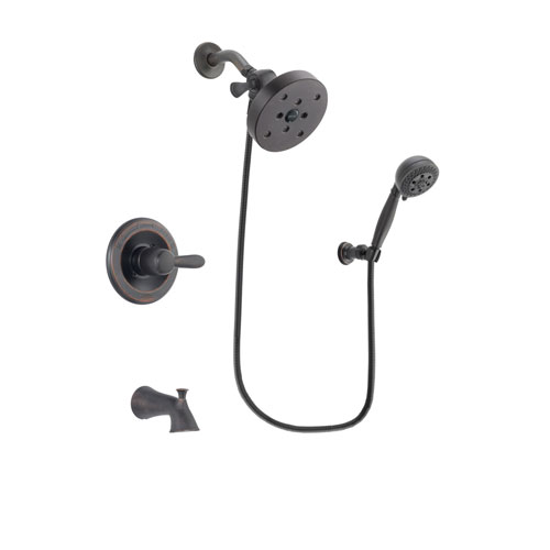 Delta Lahara Venetian Bronze Finish Tub and Shower Faucet System Package with 5-1/2 inch Showerhead and 5-Setting Wall Mount Personal Handheld Shower Spray Includes Rough-in Valve and Tub Spout DSP2841V