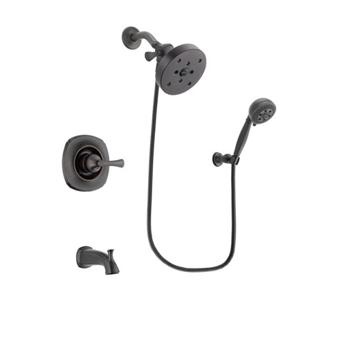 Delta Addison Venetian Bronze Finish Tub and Shower Faucet System Package with 5-1/2 inch Showerhead and 5-Setting Wall Mount Personal Handheld Shower Spray Includes Rough-in Valve and Tub Spout DSP2845V