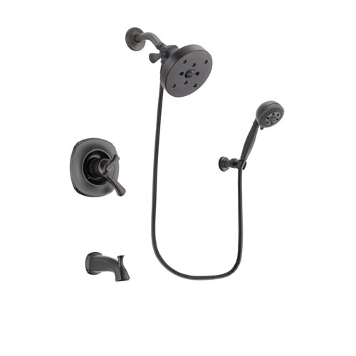 Delta Addison Venetian Bronze Finish Dual Control Tub and Shower Faucet System Package with 5-1/2 inch Showerhead and 5-Setting Wall Mount Personal Handheld Shower Spray Includes Rough-in Valve and Tub Spout DSP2855V
