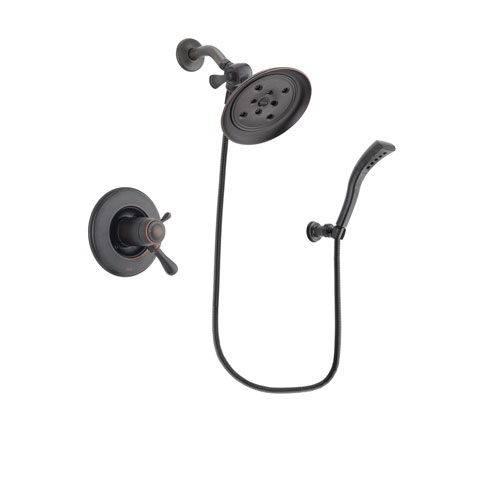 Delta Leland Venetian Bronze Finish Thermostatic Shower Faucet System Package with Large Rain Shower Head and Modern Wall Mount Personal Handheld Shower Spray Includes Rough-in Valve DSP2926V