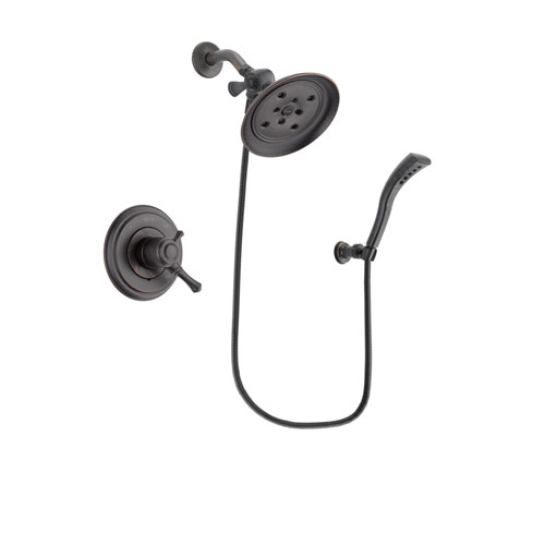 Delta Cassidy Venetian Bronze Finish Dual Control Shower Faucet System Package with Large Rain Shower Head and Modern Wall Mount Personal Handheld Shower Spray Includes Rough-in Valve DSP2950V