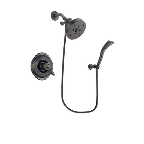 Delta Victorian Venetian Bronze Finish Thermostatic Shower Faucet System Package with 5-1/2 inch Showerhead and Modern Wall Mount Personal Handheld Shower Spray Includes Rough-in Valve DSP2954V