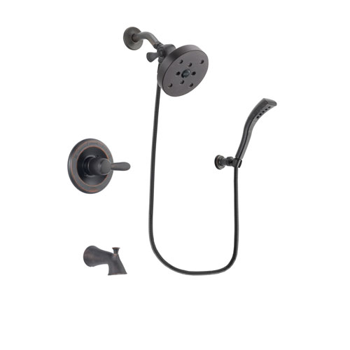 Delta Lahara Venetian Bronze Finish Tub and Shower Faucet System Package with 5-1/2 inch Showerhead and Modern Wall Mount Personal Handheld Shower Spray Includes Rough-in Valve and Tub Spout DSP2961V