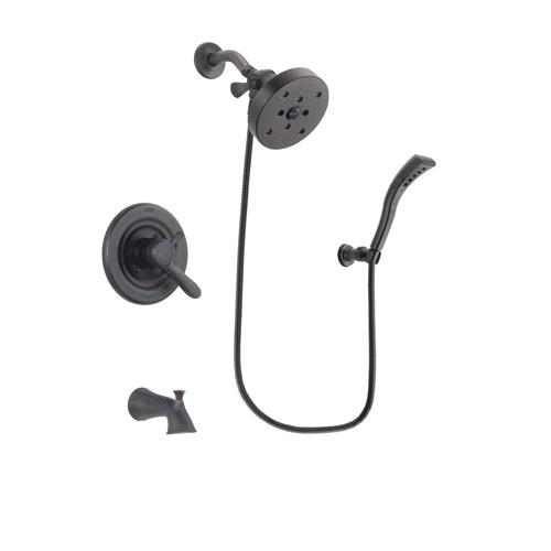Delta Lahara Venetian Bronze Finish Dual Control Tub and Shower Faucet System Package with 5-1/2 inch Showerhead and Modern Wall Mount Personal Handheld Shower Spray Includes Rough-in Valve and Tub Spout DSP2969V