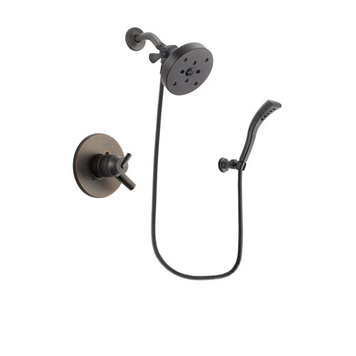 Delta Trinsic Venetian Bronze Finish Dual Control Shower Faucet System Package with 5-1/2 inch Showerhead and Modern Wall Mount Personal Handheld Shower Spray Includes Rough-in Valve DSP2972V