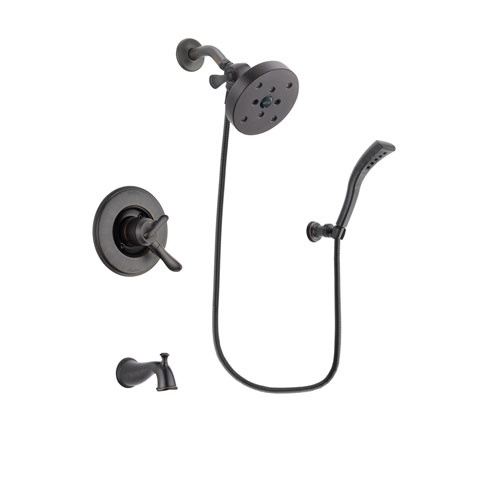 Delta Linden Venetian Bronze Finish Dual Control Tub and Shower Faucet System Package with 5-1/2 inch Showerhead and Modern Wall Mount Personal Handheld Shower Spray Includes Rough-in Valve and Tub Spout DSP2977V