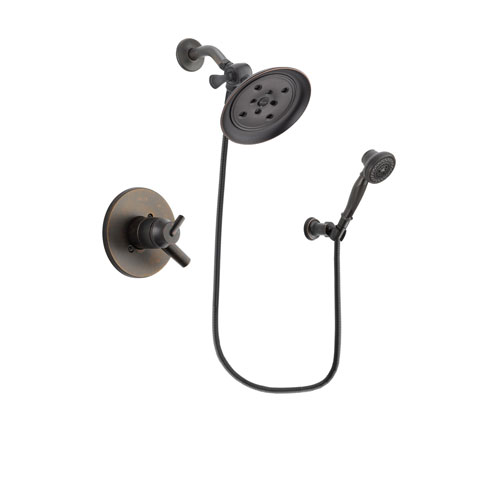 Delta Trinsic Venetian Bronze Finish Dual Control Shower Faucet System Package with Large Rain Shower Head and 3-Spray Wall-Mount Hand Shower Includes Rough-in Valve DSP3062V