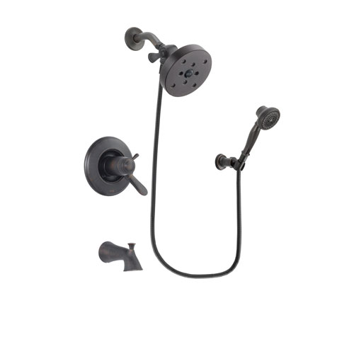 Delta Lahara Venetian Bronze Finish Thermostatic Tub and Shower Faucet System Package with 5-1/2 inch Showerhead and 3-Spray Wall-Mount Hand Shower Includes Rough-in Valve and Tub Spout DSP3071V