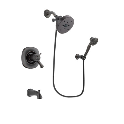 Delta Addison Venetian Bronze Finish Thermostatic Tub and Shower Faucet System Package with 5-1/2 inch Showerhead and 3-Spray Wall-Mount Hand Shower Includes Rough-in Valve and Tub Spout DSP3077V