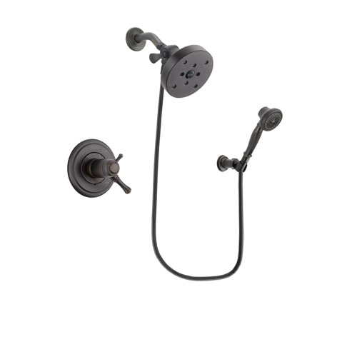 Delta Cassidy Venetian Bronze Finish Thermostatic Shower Faucet System Package with 5-1/2 inch Showerhead and 3-Spray Wall-Mount Hand Shower Includes Rough-in Valve DSP3080V