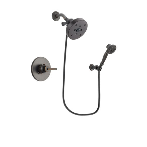 Delta Trinsic Venetian Bronze Finish Shower Faucet System Package with 5-1/2 inch Showerhead and 3-Spray Wall-Mount Hand Shower Includes Rough-in Valve DSP3084V