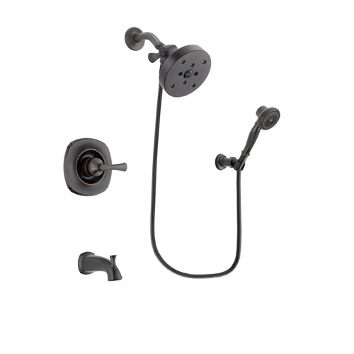 Delta Addison Venetian Bronze Finish Tub and Shower Faucet System Package with 5-1/2 inch Showerhead and 3-Spray Wall-Mount Hand Shower Includes Rough-in Valve and Tub Spout DSP3085V