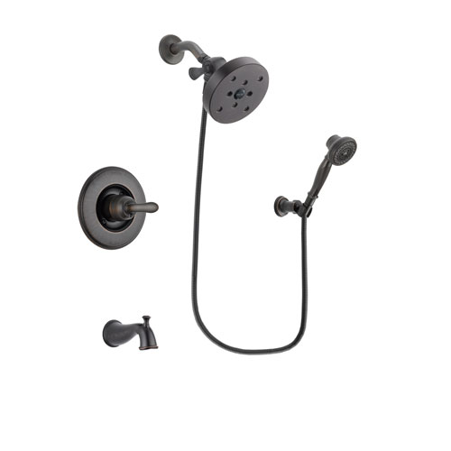 Delta Linden Venetian Bronze Finish Tub and Shower Faucet System Package with 5-1/2 inch Showerhead and 3-Spray Wall-Mount Hand Shower Includes Rough-in Valve and Tub Spout DSP3087V