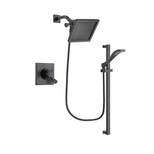 Delta Dryden Venetian Bronze Finish Dual Control Shower Faucet System Package with 6.5-inch Square Rain Showerhead and Modern Handheld Shower Spray with Slide Bar Includes Rough-in Valve DSP3122V