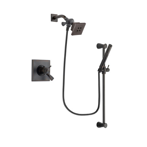 Delta Dryden Venetian Bronze Finish Thermostatic Shower Faucet System Package with Square Showerhead and Modern Hand Shower with Slide Bar Includes Rough-in Valve DSP3138V