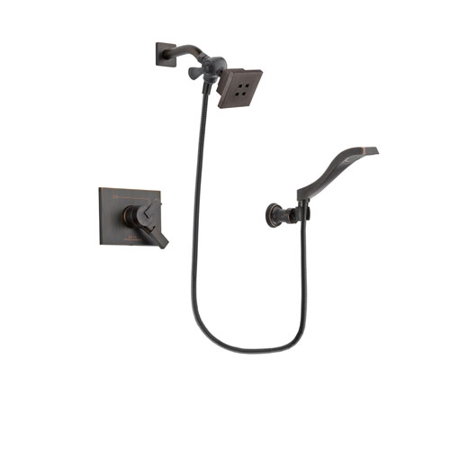 Delta Vero Venetian Bronze Finish Dual Control Shower Faucet System Package with Square Showerhead and Modern Wall Mount Handheld Shower Spray Includes Rough-in Valve DSP3220V