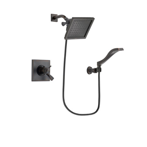 Delta Dryden Venetian Bronze Finish Thermostatic Shower Faucet System Package with 6.5-inch Square Rain Showerhead and Modern Wall Mount Handheld Shower Spray Includes Rough-in Valve DSP3222V
