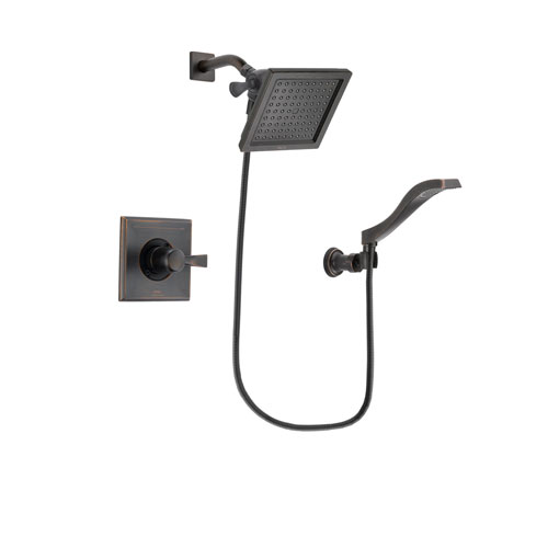 Delta Dryden Venetian Bronze Finish Shower Faucet System Package with 6.5-inch Square Rain Showerhead and Modern Wall Mount Handheld Shower Spray Includes Rough-in Valve DSP3226V
