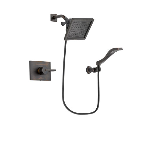 Delta Vero Venetian Bronze Finish Shower Faucet System Package with 6.5-inch Square Rain Showerhead and Modern Wall Mount Handheld Shower Spray Includes Rough-in Valve DSP3228V