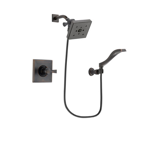 Delta Dryden Venetian Bronze Finish Shower Faucet System Package with Square Shower Head and Modern Wall Mount Handheld Shower Spray Includes Rough-in Valve DSP3238V