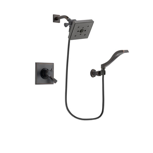 Delta Dryden Venetian Bronze Finish Dual Control Shower Faucet System Package with Square Shower Head and Modern Wall Mount Handheld Shower Spray Includes Rough-in Valve DSP3242V
