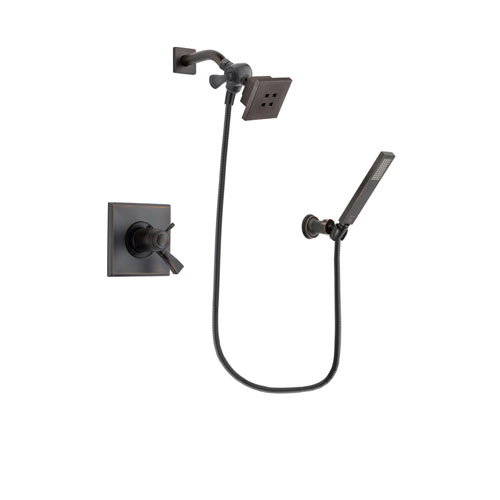 Delta Dryden Venetian Bronze Finish Thermostatic Shower Faucet System Package with Square Showerhead and Modern Wall-Mount Handheld Shower Stick Includes Rough-in Valve DSP3246V