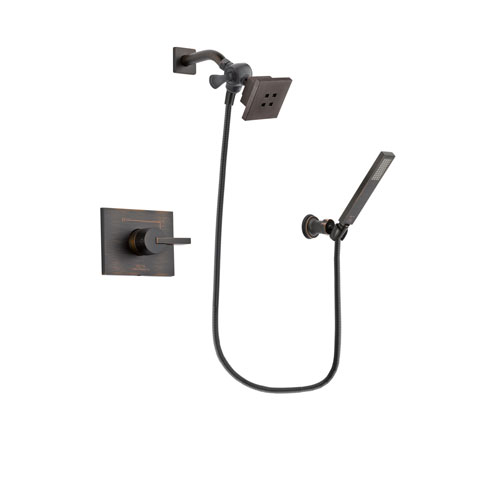 Delta Vero Venetian Bronze Finish Shower Faucet System Package with Square Showerhead and Modern Wall-Mount Handheld Shower Stick Includes Rough-in Valve DSP3252V