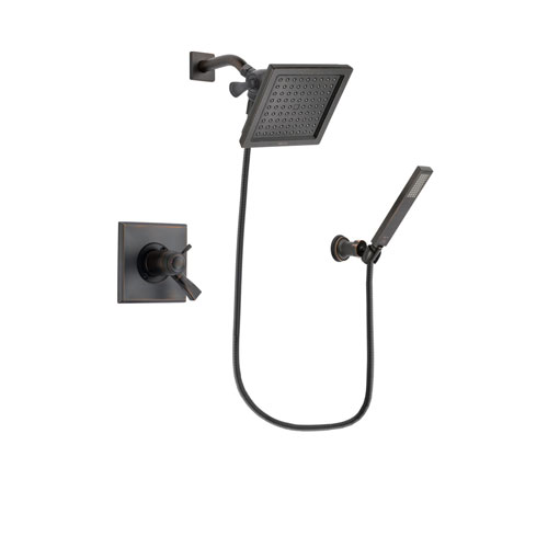 Delta Dryden Venetian Bronze Finish Thermostatic Shower Faucet System Package with 6.5-inch Square Rain Showerhead and Modern Wall-Mount Handheld Shower Stick Includes Rough-in Valve DSP3258V