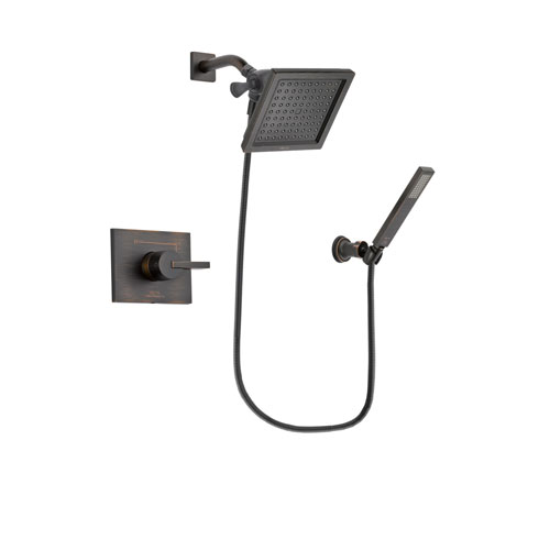Delta Vero Venetian Bronze Finish Shower Faucet System Package with 6.5-inch Square Rain Showerhead and Modern Wall-Mount Handheld Shower Stick Includes Rough-in Valve DSP3264V