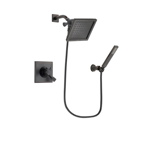 Delta Dryden Venetian Bronze Finish Dual Control Shower Faucet System Package with 6.5-inch Square Rain Showerhead and Modern Wall-Mount Handheld Shower Stick Includes Rough-in Valve DSP3266V