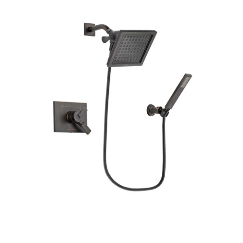 Delta Vero Venetian Bronze Finish Dual Control Shower Faucet System Package with 6.5-inch Square Rain Showerhead and Modern Wall-Mount Handheld Shower Stick Includes Rough-in Valve DSP3268V