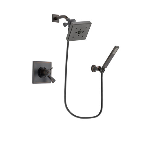 Delta Dryden Venetian Bronze Finish Thermostatic Shower Faucet System Package with Square Shower Head and Modern Wall-Mount Handheld Shower Stick Includes Rough-in Valve DSP3270V