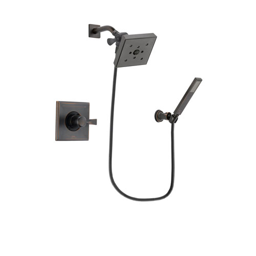Delta Dryden Venetian Bronze Finish Shower Faucet System Package with Square Shower Head and Modern Wall-Mount Handheld Shower Stick Includes Rough-in Valve DSP3274V