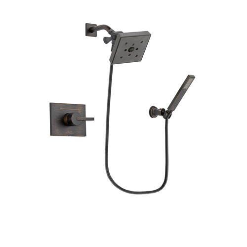 Delta Vero Venetian Bronze Finish Shower Faucet System Package with Square Shower Head and Modern Wall-Mount Handheld Shower Stick Includes Rough-in Valve DSP3276V