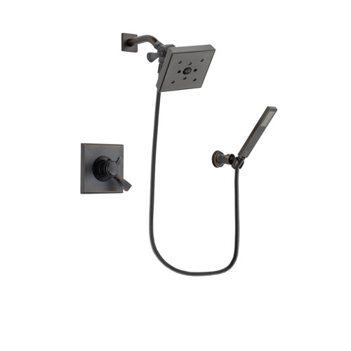Delta Dryden Venetian Bronze Finish Dual Control Shower Faucet System Package with Square Shower Head and Modern Wall-Mount Handheld Shower Stick Includes Rough-in Valve DSP3278V