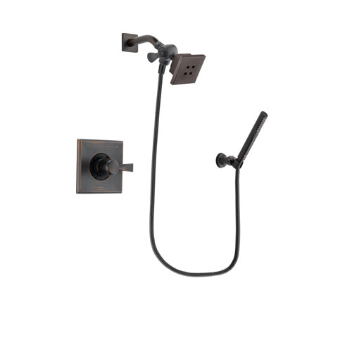 Delta Dryden Venetian Bronze Finish Shower Faucet System Package with Square Showerhead and Cylindrical Wall-Mount Handheld Shower Stick Includes Rough-in Valve DSP3286V