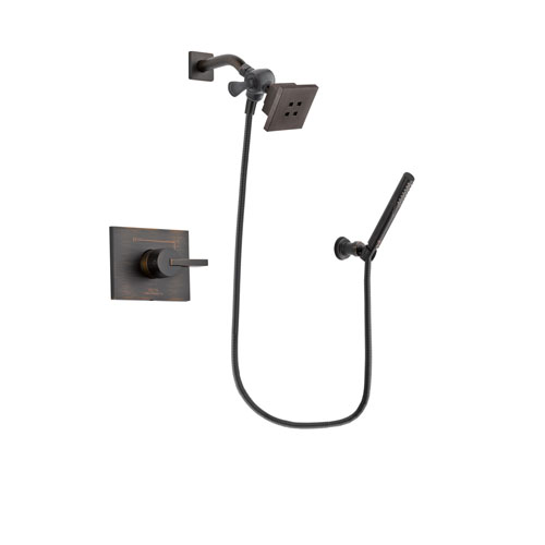 Delta Vero Venetian Bronze Finish Shower Faucet System Package with Square Showerhead and Cylindrical Wall-Mount Handheld Shower Stick Includes Rough-in Valve DSP3288V