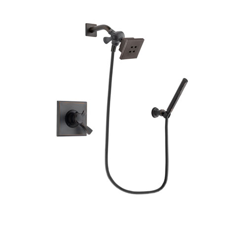 Delta Dryden Venetian Bronze Finish Dual Control Shower Faucet System Package with Square Showerhead and Cylindrical Wall-Mount Handheld Shower Stick Includes Rough-in Valve DSP3290V