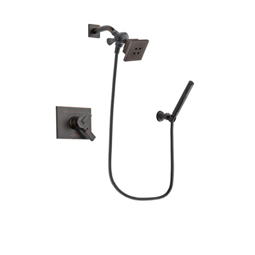 Delta Vero Venetian Bronze Finish Dual Control Shower Faucet System Package with Square Showerhead and Cylindrical Wall-Mount Handheld Shower Stick Includes Rough-in Valve DSP3292V