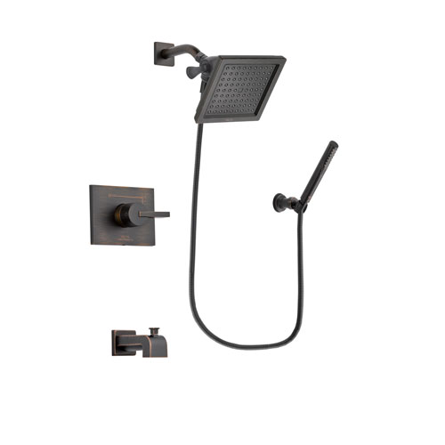Delta Vero Venetian Bronze Finish Tub and Shower Faucet System Package with 6.5-inch Square Rain Showerhead and Cylindrical Wall-Mount Handheld Shower Stick Includes Rough-in Valve and Tub Spout DSP3299V