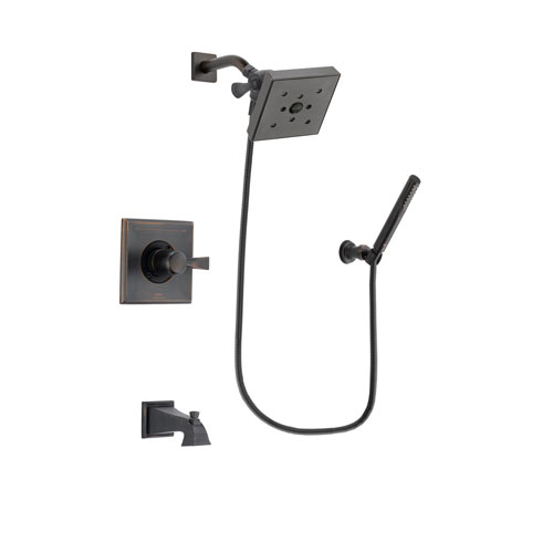 Delta Dryden Venetian Bronze Finish Tub and Shower Faucet System Package with Square Shower Head and Cylindrical Wall-Mount Handheld Shower Stick Includes Rough-in Valve and Tub Spout DSP3309V