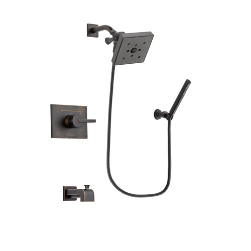 Delta Vero Venetian Bronze Finish Tub and Shower Faucet System Package with Square Shower Head and Cylindrical Wall-Mount Handheld Shower Stick Includes Rough-in Valve and Tub Spout DSP3311V