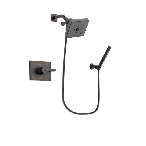 Delta Vero Venetian Bronze Finish Shower Faucet System Package with Square Shower Head and Cylindrical Wall-Mount Handheld Shower Stick Includes Rough-in Valve DSP3312V